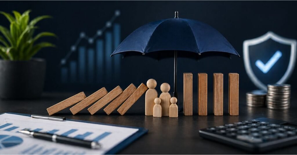 A clear financial table showing a small business monthly budget with income and calculated expenses.