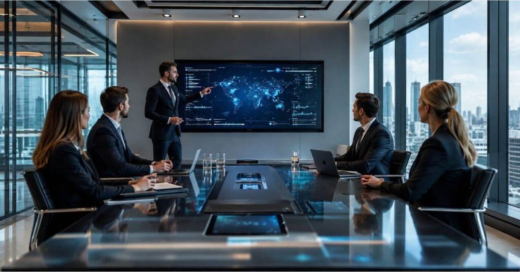 Stewart presenting digital strategy at WaveTechGlobal headquarters