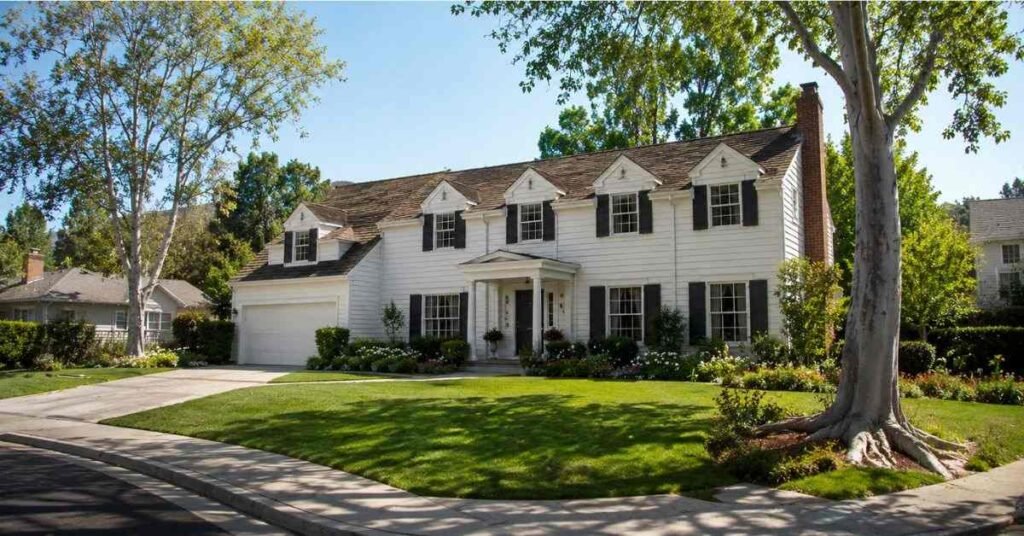 Street view of the Who’s the Boss house showing its classic suburban architecture.