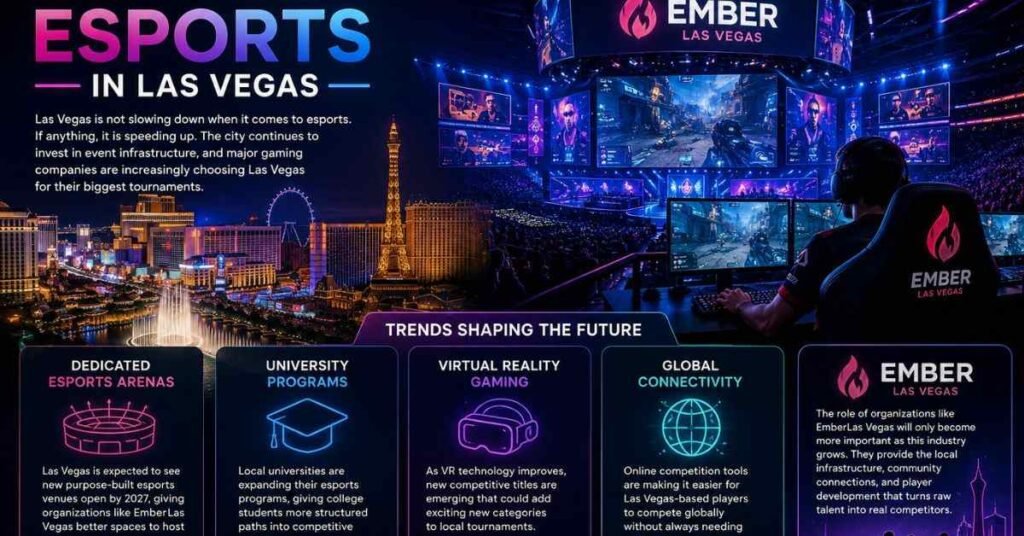 EmberLas Vegas Esports community event with fans watching live competitive gaming on big screen
