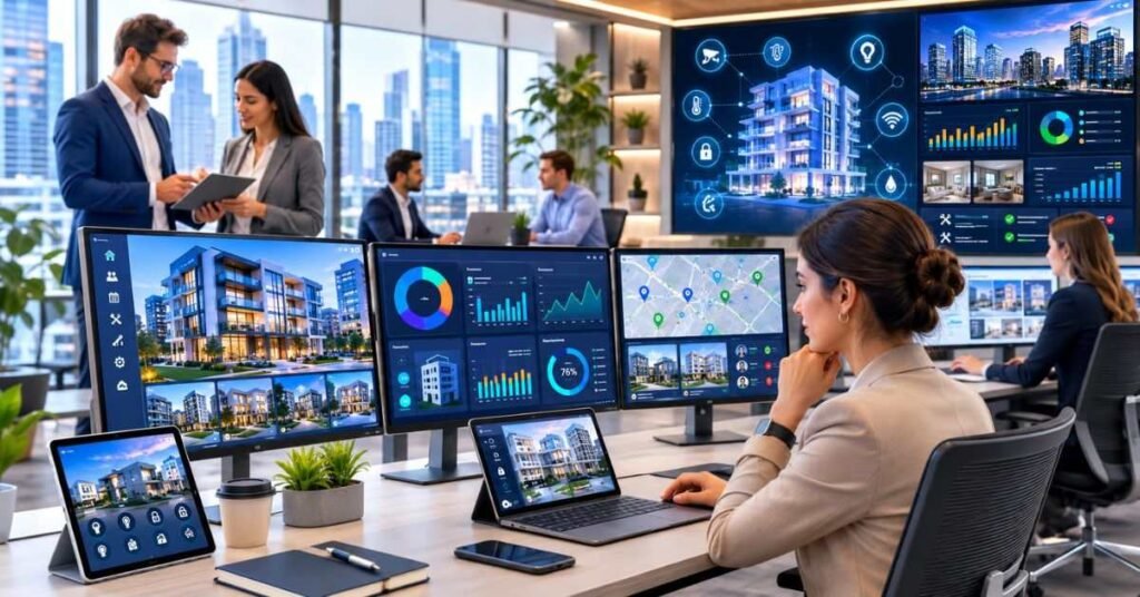 Homeowner using smart technology tools for modern active property care management