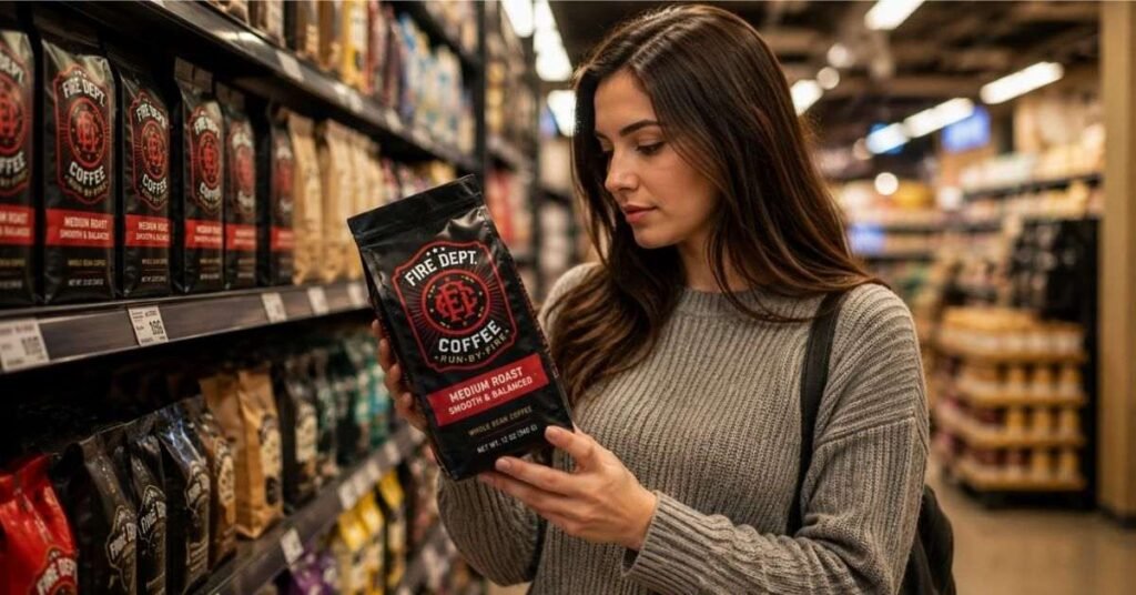 Fire Dept Coffee subscription box with multiple roast blends packed neatly inside a gift box
