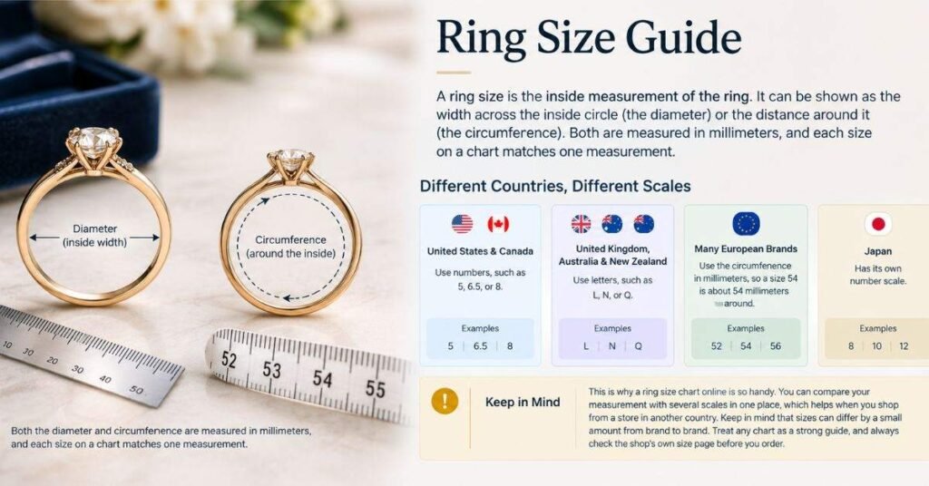 Woman measuring her ring finger with a string and ruler to find her ring size at home step by step.