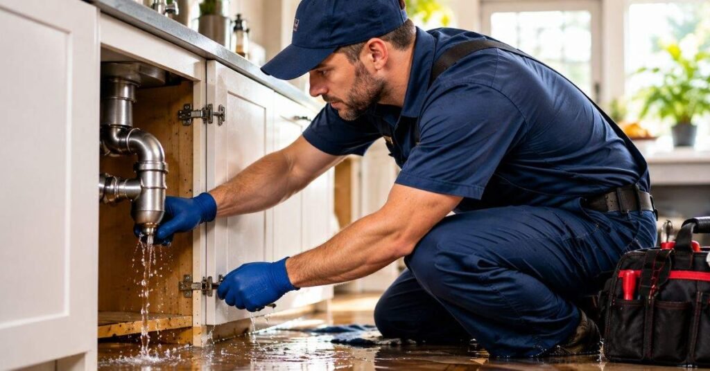 Annapolis plumbing expert checking water pressure and pipes in an older historic district home