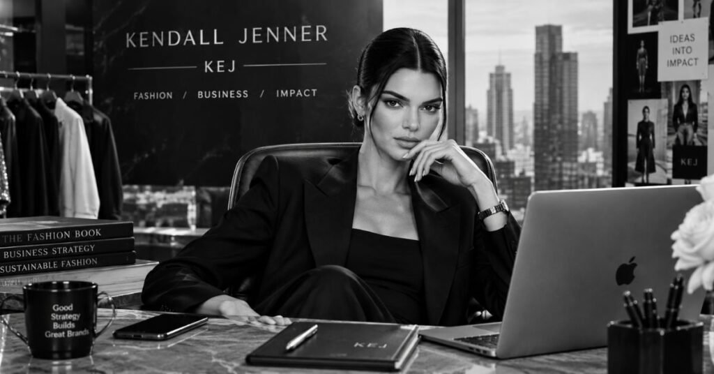 Kendall Jenner walking a fashion runway in a designer outfit during New York Fashion Week