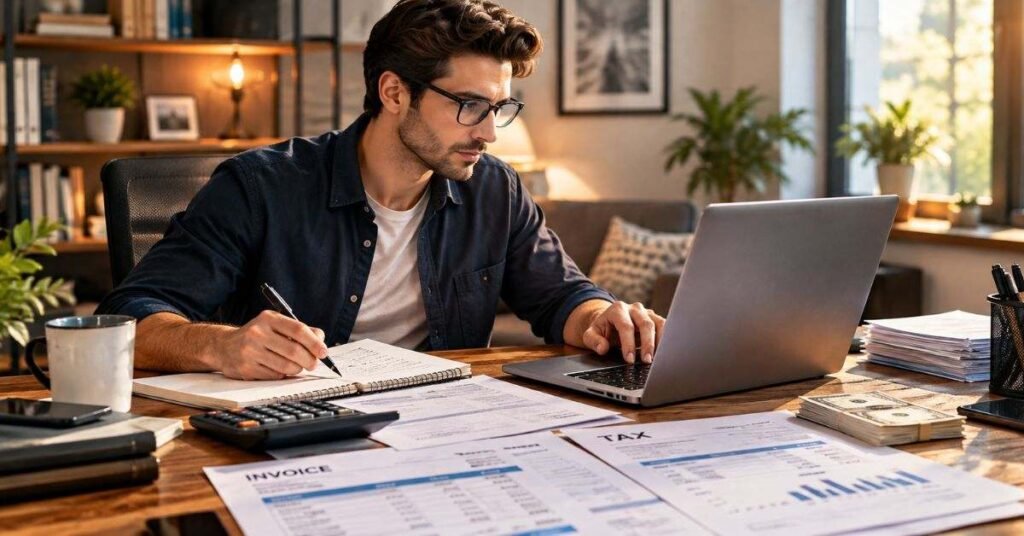 Priority score sheet ranking freelance projects by deadline, pay, and future work