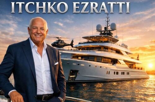 Luxury superyacht AVANTI sailing on clear blue water, showing sleek design, decks, and modern style