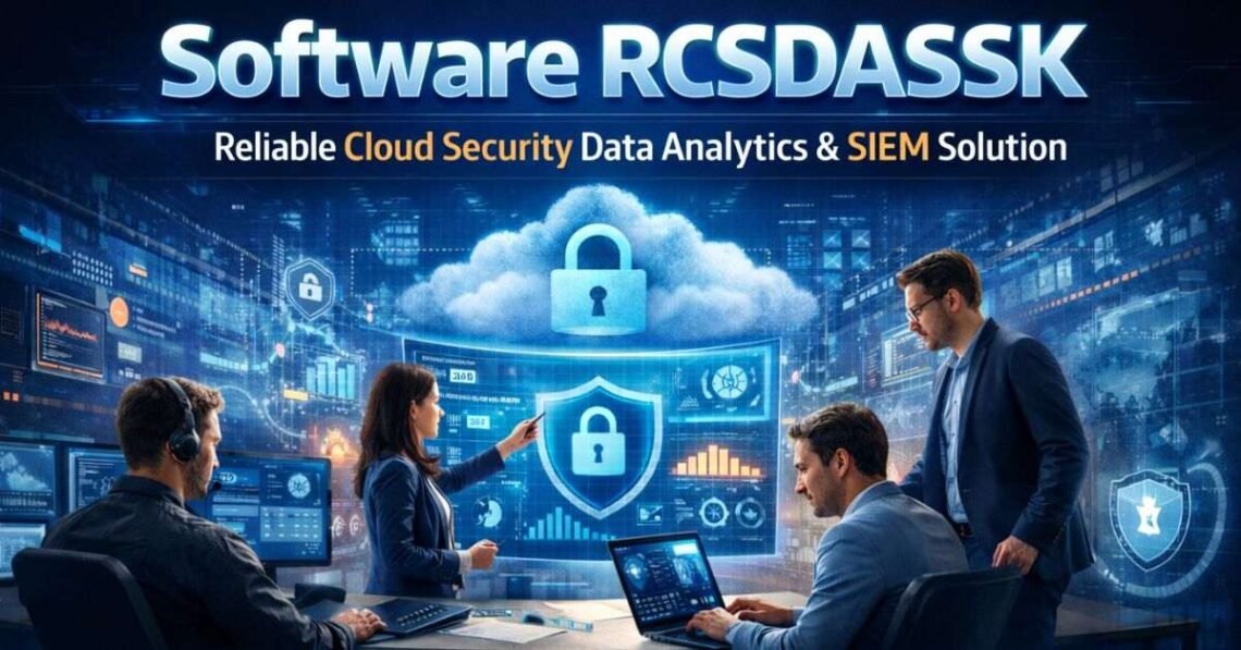 Software RCSDASSK dashboard showing automation tools, data analytics, and team collaboration features