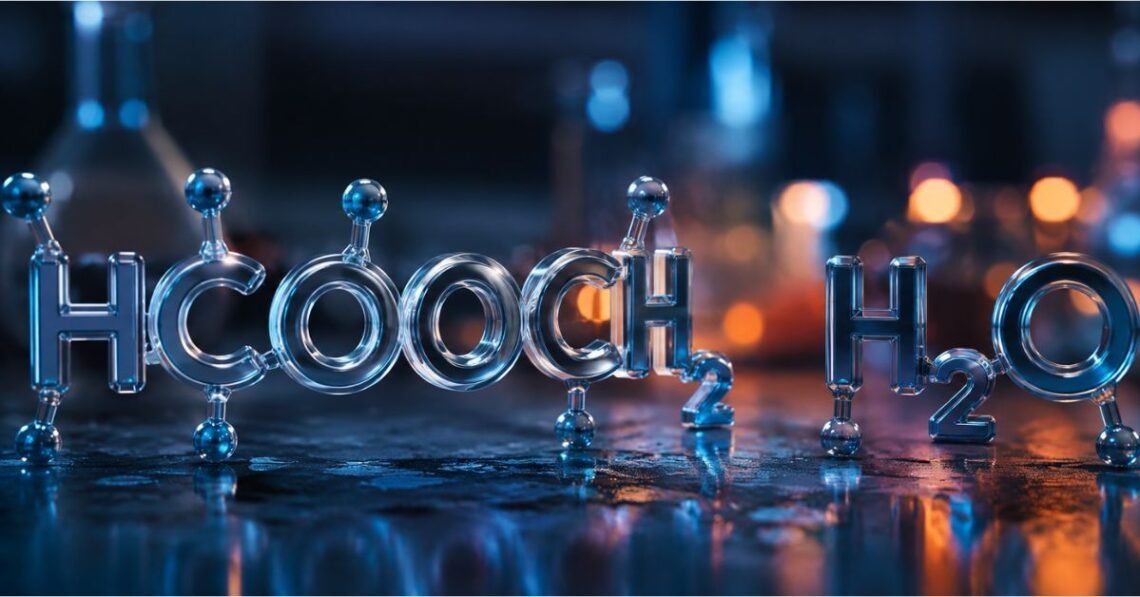 hcooch ch2 h2o chemical reaction diagram showing methyl formate hydrolysis with water molecules