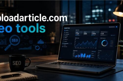 Dashboard view of uploadarticle.com SEO tools showing keyword and content optimization features