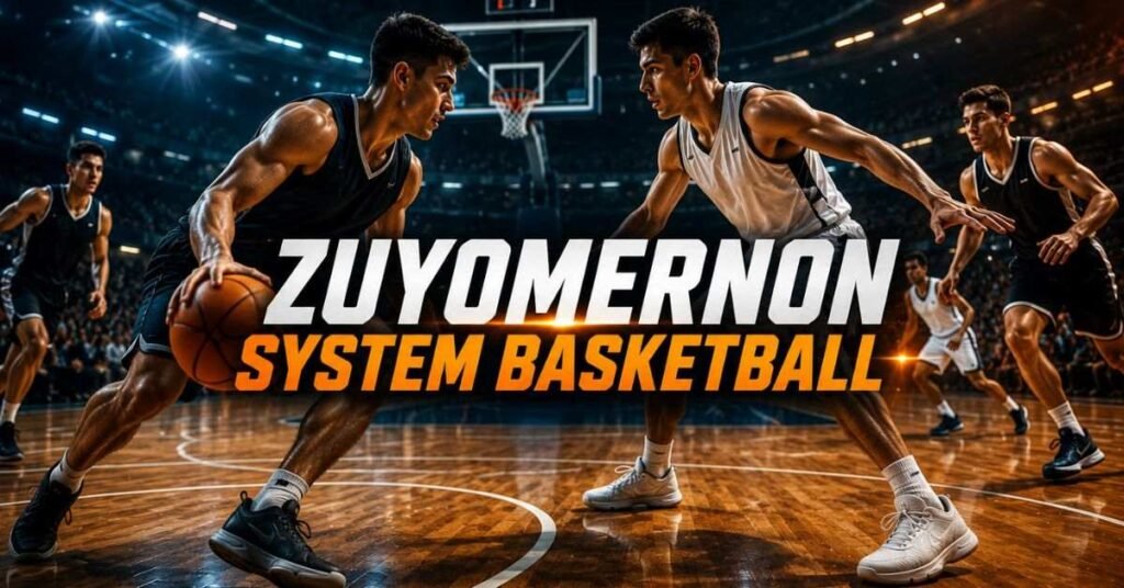 Zuyomernon System Basketball coaching framework showing player spacing and rotation on court