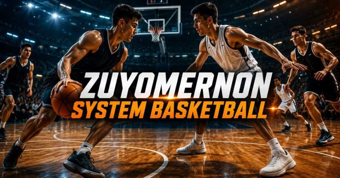 Zuyomernon System Basketball coaching framework showing player spacing and rotation on court