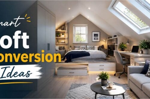 Smart loft conversion ideas with natural light from roof windows in a modern attic bedroom