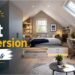Smart loft conversion ideas with natural light from roof windows in a modern attic bedroom