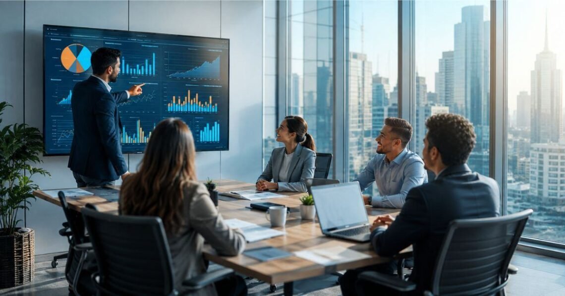 HR manager using survey tool to measure company culture and track employee engagement scores 2026