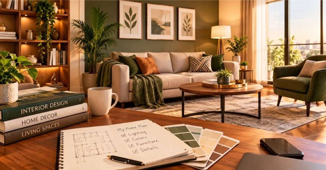 Cozy living room with layered lighting showing interior decoration tips mintpaldecor style at home