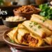 Warm homemade tamales unwrapped on a plate and topped with crema, crumbled cheese, and fresh cilantro