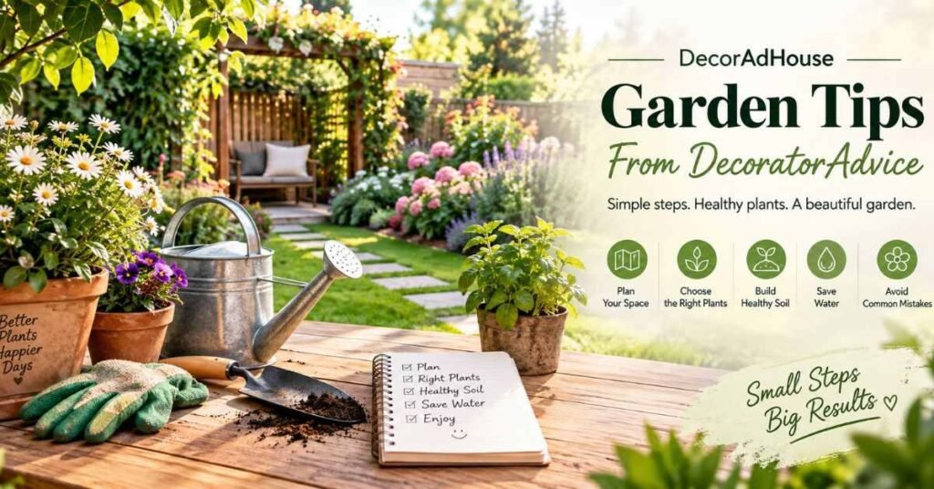 Gardener planting colorful flowers in a healthy raised garden bed on a sunny spring day