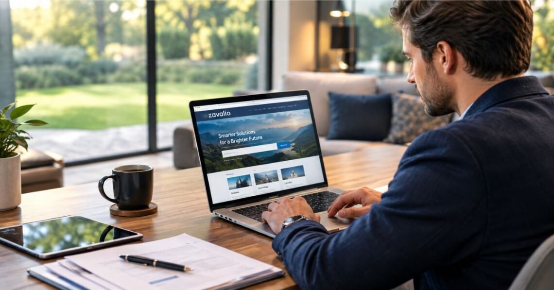 Simple guide to Zavalio website showing article categories like business, health, travel, and sports
